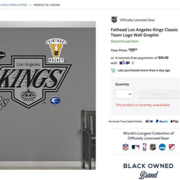 Fathead Los Angeles Kings Classic Team Logo Wall Graphic & Extras Brand New - Picture 3 of 3